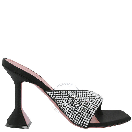 Amina Muaddi Satin Crystals Shiona Slippers, Brand Size 35