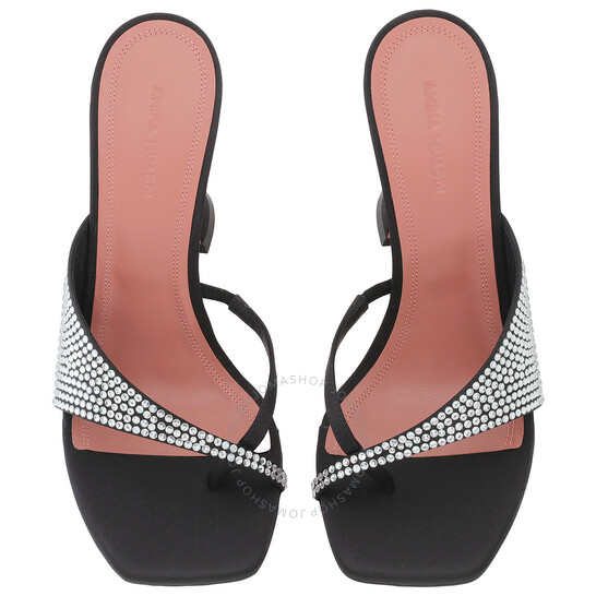 Amina Muaddi Satin Crystals Shiona Slippers, Brand Size 35