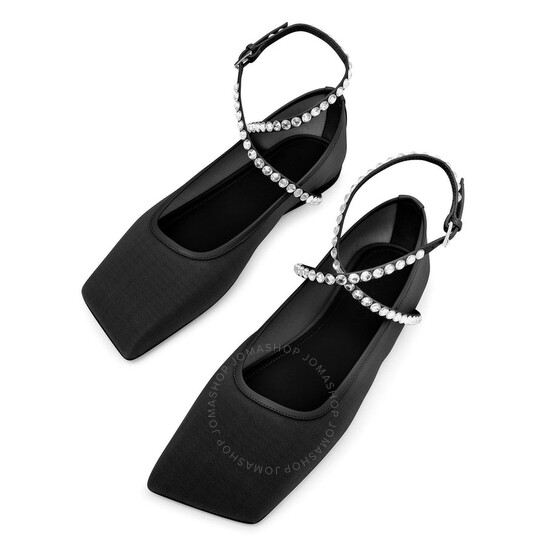 Amina Muaddi Mesh Ane Crystal Mesh Flats, Brand Size 37 (US