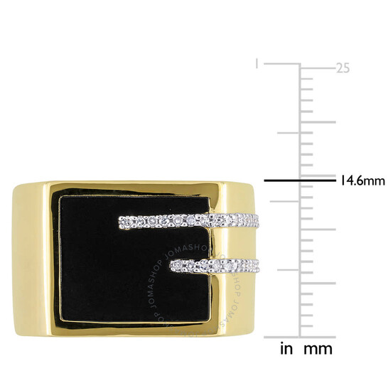 Amour 5 CT TGW Square Black Onyx and 1/6 CT TW Diamond Men's