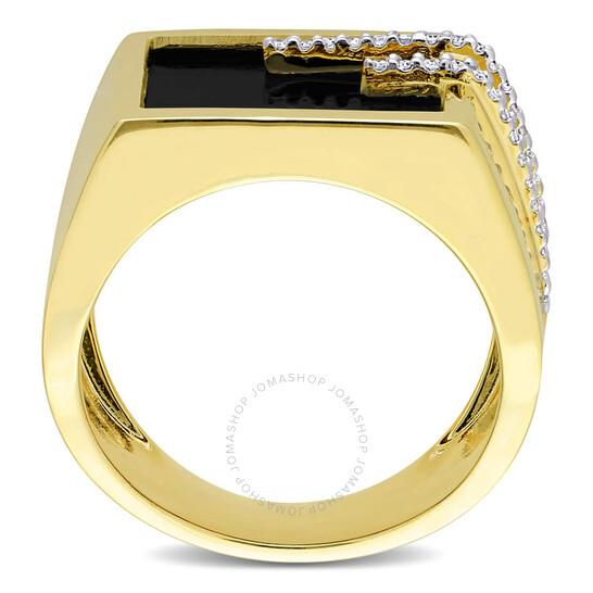 アクセサリー omo Amour 5 CT TGW Square Black Onyx and 1/6 CT TW Diamond Men's