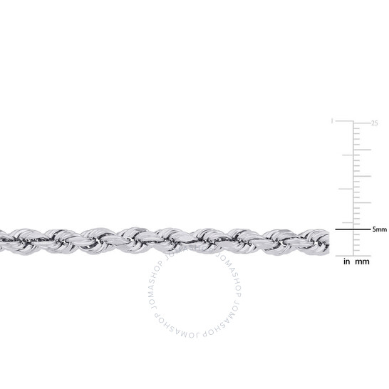 Amour 24 Inch Rope Chain Necklace In Sterling Silver with