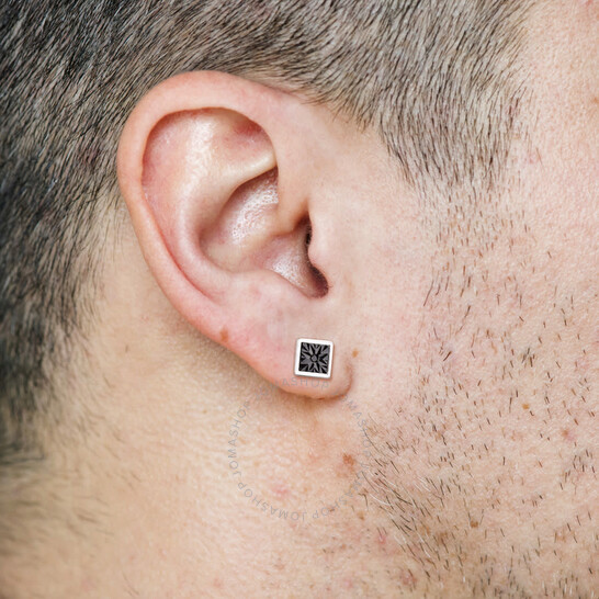 Amour Black Diamond Accent Square Men's Stud Earrings In