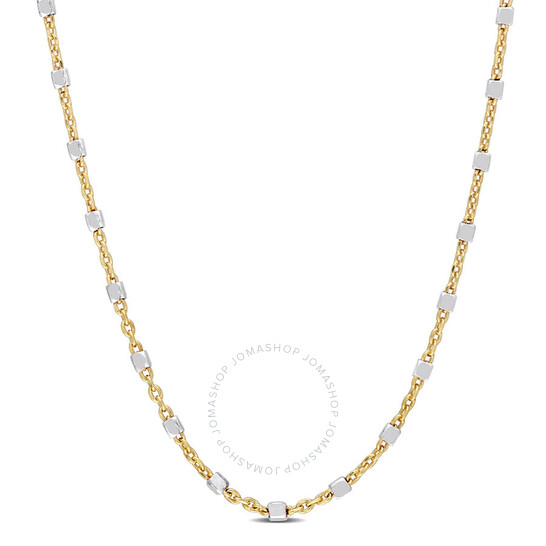 アクセサリーその他 Bead-And-Chain Necklace Amour Two-Tone White Bead Chain Necklace In Yellow Plated