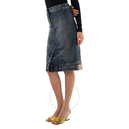 Balenciaga Deconstructed Midi Denim Skirt, Brand Size 36 (US