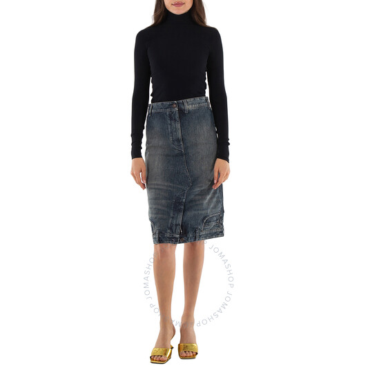 Balenciaga Deconstructed Midi Denim Skirt, Brand Size 36 (US