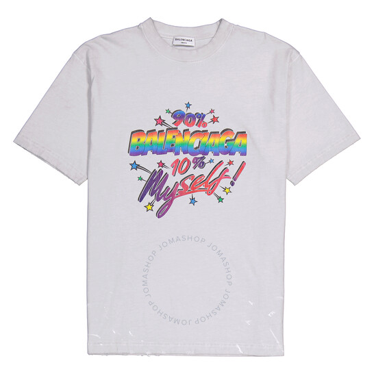 Balenciaga Dirty White 90/10 Slogan Print Large Fit T-Shirt