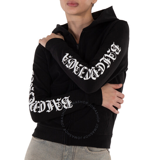 Balenciaga Distressed Logo Print Slim Fit Hoodie, Size Small
