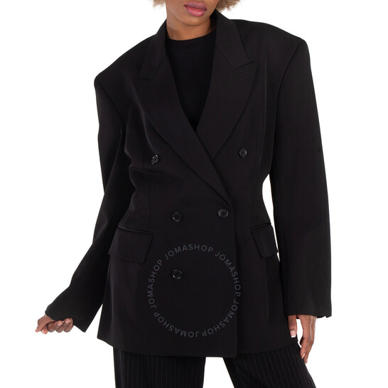 BALENCIAGA|BLAZERS (773357 TNT39 1000) Balenciaga Double-Breasted Cinched Wool Blazer, Brand Size