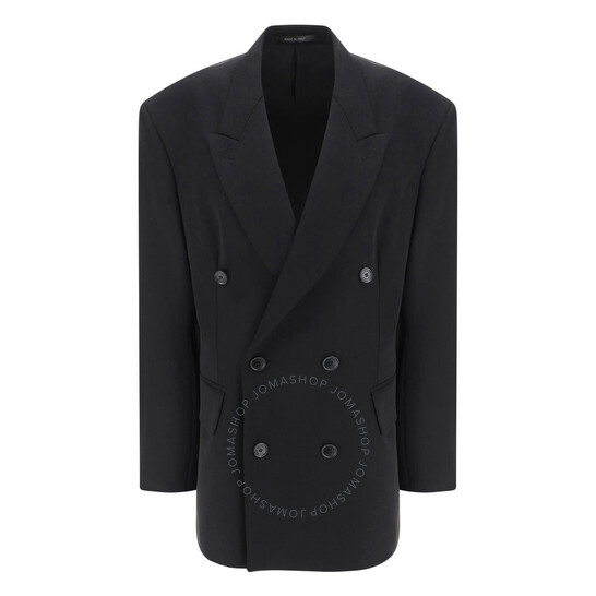 Balenciaga Double-Breasted Cinched Wool Blazer, Brand Size