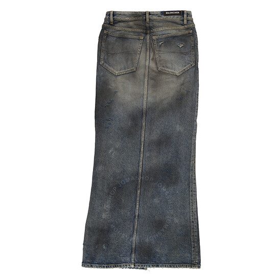 BALENCIAGA|SKIRTS (744975 TNW11 1700) Balenciaga Faded Maxi Denim Skirt In Dirty Pale Blue, Brand