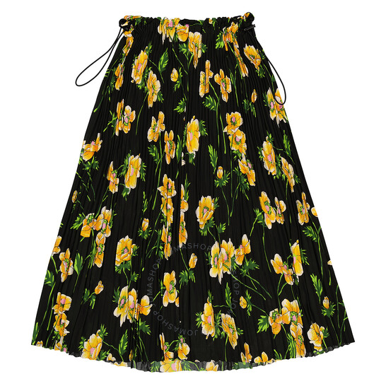 Balenciaga Floral Pleated Midi Skirt, Brand Size 36 (US Size