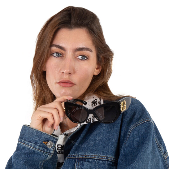 Balenciaga Grey Cat Eye Ladies Sunglasses BB0322S 002 55