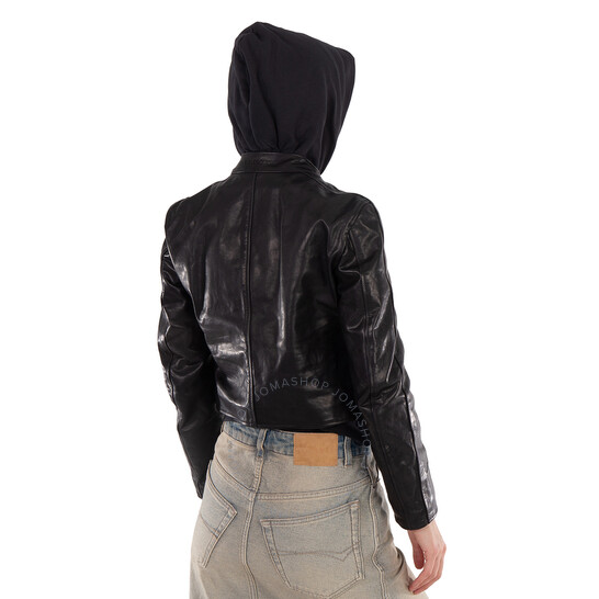 【関税＆送料込み】Balenciaga Black Leather Jacket Bomber Leather Jacket in Black | Balenciaga US