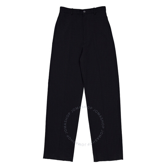 Balenciaga Ladies Black / White Large Fit Tailored Trousers