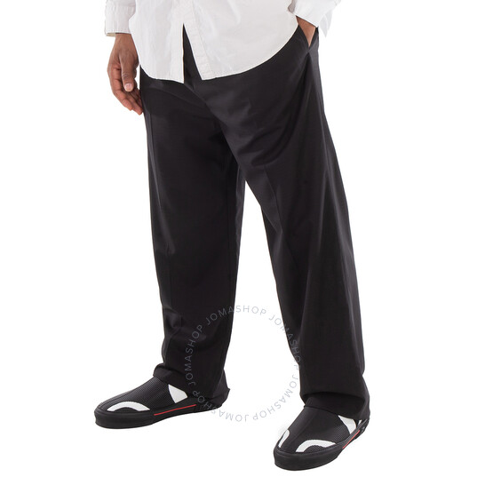【送料&関税込】Balenciaga Pinstriped Elastic Waist Pants Pinstripe wide-leg pants in grey - Balenciaga | Mytheresa
