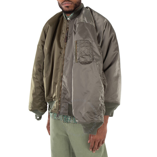 季節のおすすめ商品 Men's Balenciaga Military Bomber Satin Double-Sleeve Khaki ジャケット・アウター