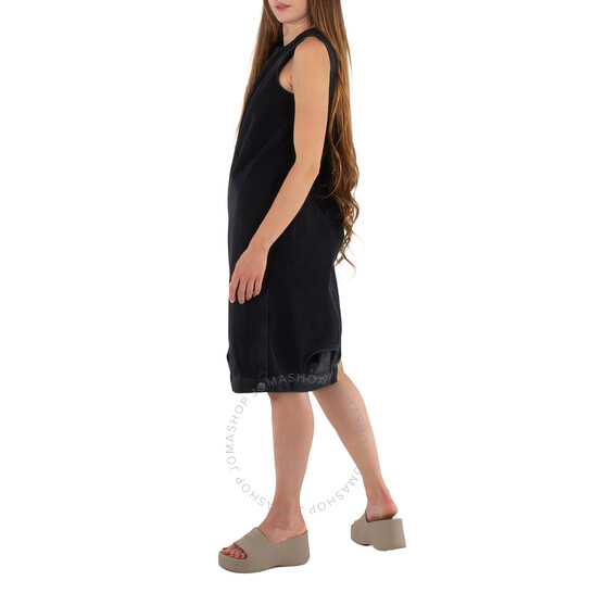 Balenciaga Sunbleached Black Upside Down Denim Midi Dress