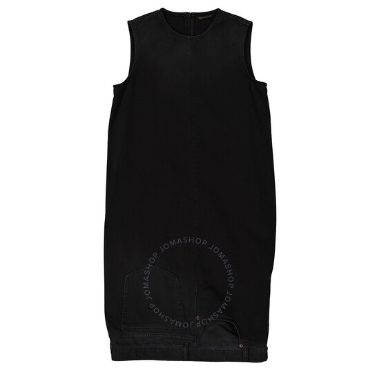 Balenciaga Sunbleached Black Upside Down Denim Midi Dress