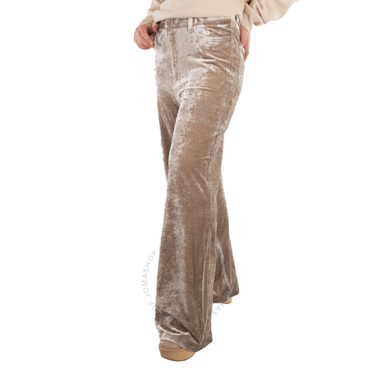 パンツ BALENCIAGA VELVET TROUSERS Balenciaga Velvet Stretch Wide-Leg Trousers In Desert Beige