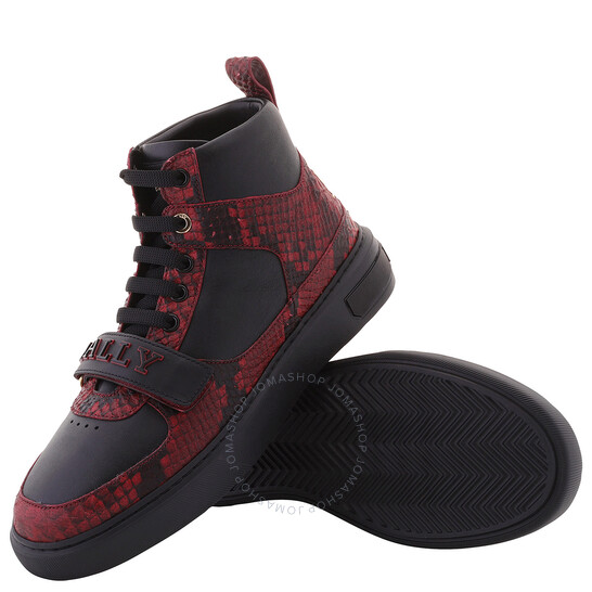 ★Bally(Men)★Merryk-BB Sneaker★Ballyred/Black Bally Merryk-BB Snakeskin Embossed High-Top Sneakers, Brand