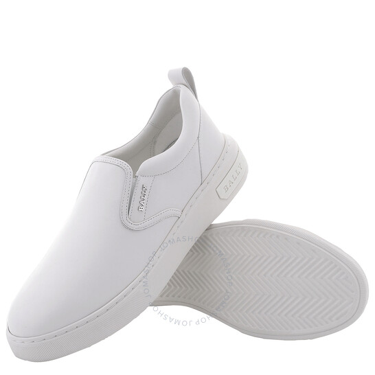 Bally White Mardy Calf Plain Slip-On Sneakers, Brand Size