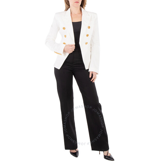 ジャケット BALMAIN Double-breasted denim blazer White DF1SG170DB69 6-button denim jacket - Women | BALMAIN