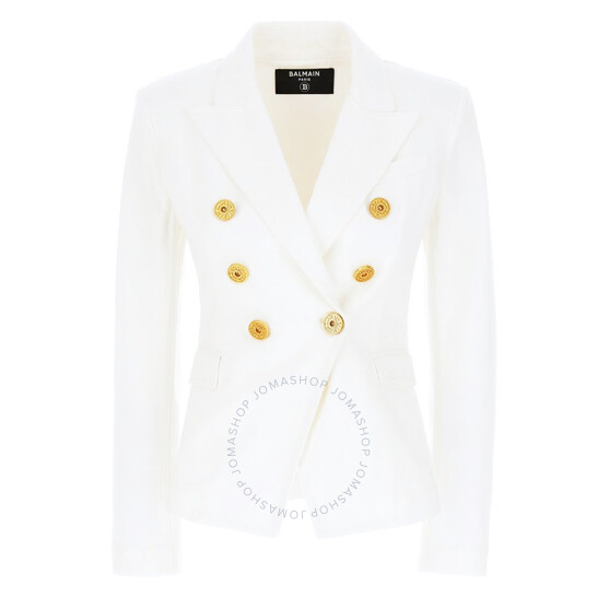【関税込み】balmain Double-breasted denim blazer Double-breasted denim jacket in blue - Balmain | Mytheresa