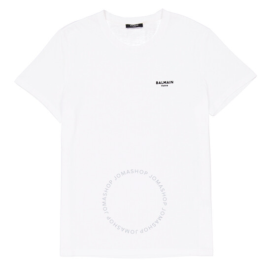 Balmain Flocked Logo Classic-Fit T-Shirt, Size Medium