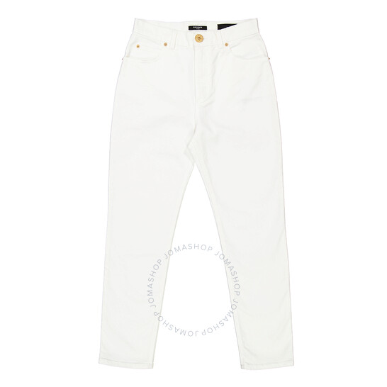 BALMAIN ハイウエストスリムフィットシンス CF1MG007DB69 0FA Balmain High Waist Slim Fit Jeans, Brand Size 44 (US Size 12
