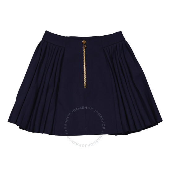 Balmain Ladies Marine Pleated Button-Detail Skirt, Brand