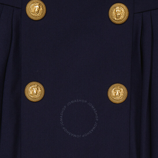 Balmain Ladies Marine Pleated Button-Detail Skirt, Brand