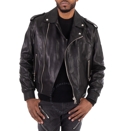 1*4様 90s vintage BALMAIN leather bomber Balmain Leather Bomber Jacket, Brand Size 48 (US Size 38