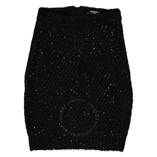 ミニスカート BALMAIN FW23 SKATER SKIRT (BF0LB927_KF130PA) Diamond rhinestone midi skirt black - Women | BALMAIN
