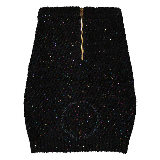 Balmain Sequin-Embellished High-Waist Knitted Mini Skirt
