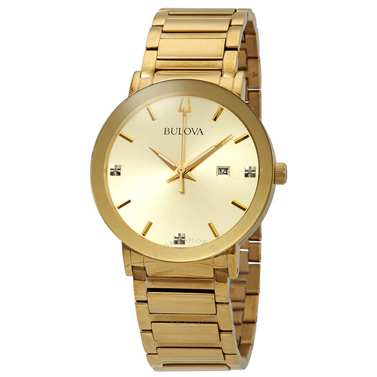 Bulova Diamond Gold Dial Men's Watch 97D115 042429551046
