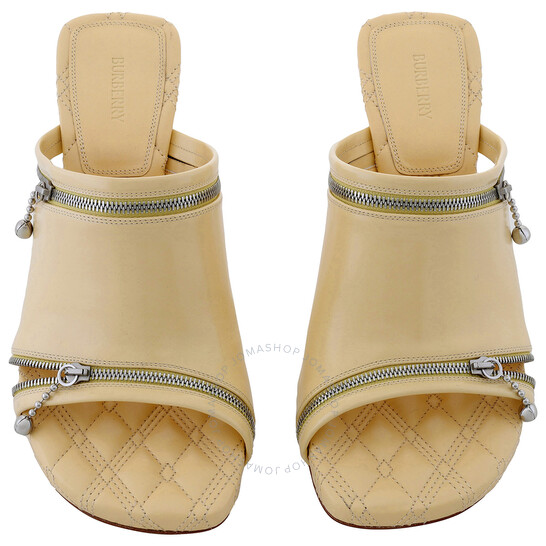 Burberry 85Mm Decorative-Zip Leather Sandals, Brand Size 39