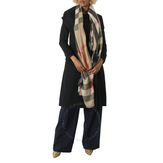 Burberry 8071842ARCHIVEBEIGE 関税送料込 Burberry Archive Beige Check Cashmere Fringed Scarf 8078776