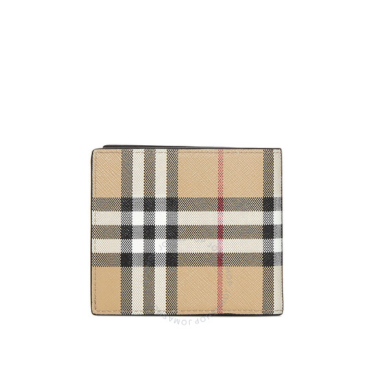 Burberry Archive Beige Men's Vintage Check Bi-Fold Coin