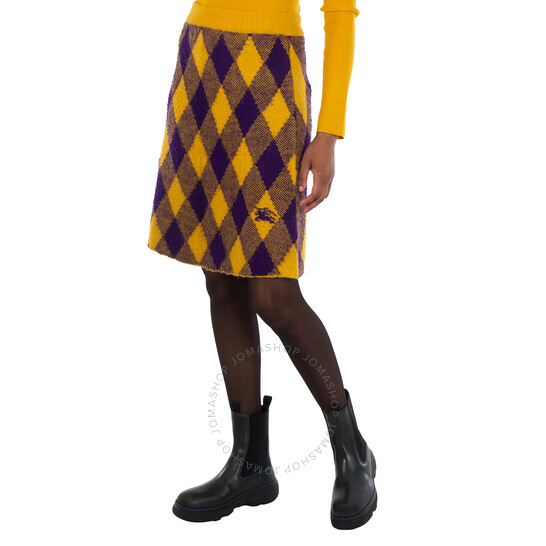 【関税＆送料込み】Burberry Argyle Pattern Skirt Burberry Argyle Check-Pattern Knitted Skirt, Size Medium
