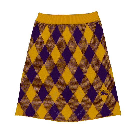 Burberry Argyle Check-Pattern Knitted Skirt, Size Medium