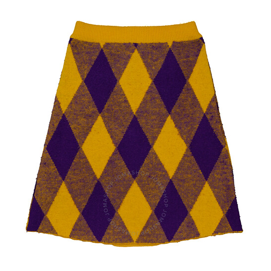 【関税＆送料込み】Burberry Argyle Pattern Skirt Burberry Argyle Check-Pattern Knitted Skirt, Size Medium