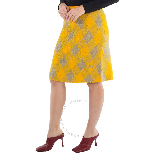 Burberry Argyle Knee Length Wool Skirt, Size Medium 8077691