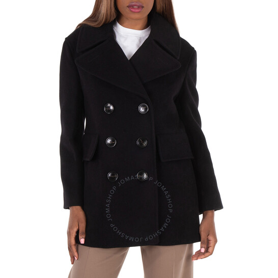 ジャケット・アウター Burberry wool double zip single P coat Wool Pea Coat in Black - Men, Cotton, Nylon | Burberry® Official