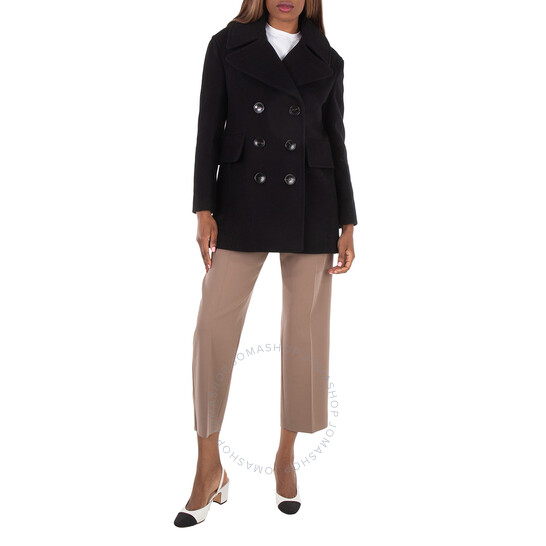 Burberry Ashwater Long-Sleeved Wool Peacoat, Brand Size 4