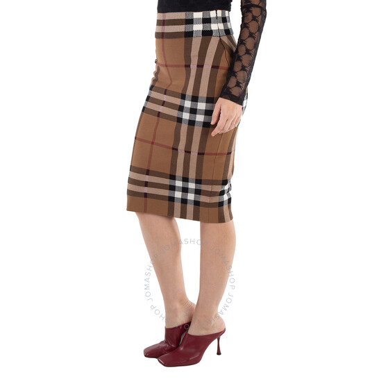 Burberry Birch Brown Check Jacquard Skirt, Size X-Small