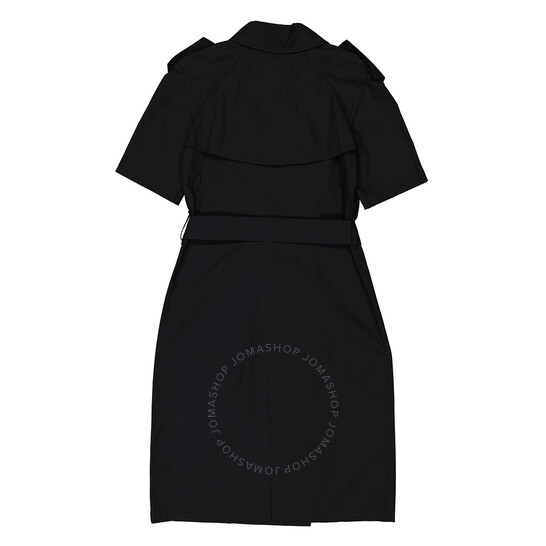 Burberry Black Cotton Blend Belted Trench Dress, Brand Size