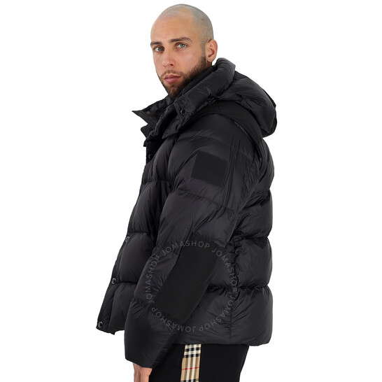 Burberry Black Detachable Sleeve Hooded Puffer Jacket, Size