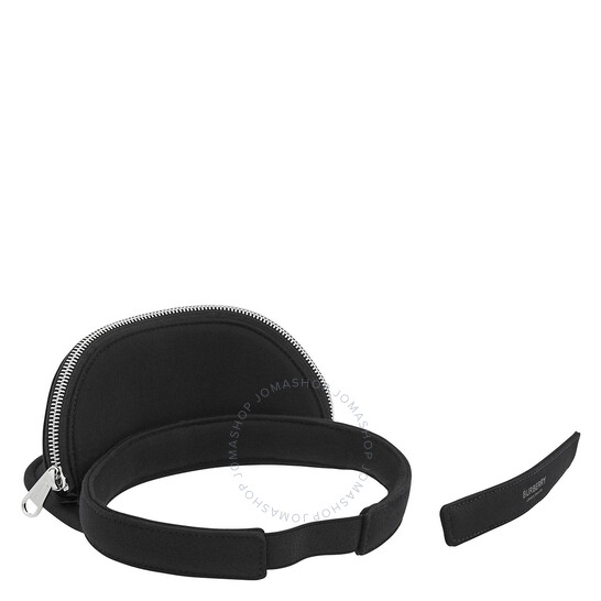 Burberry Black Detachable Zip Pocket Neoprene Visor, Size
