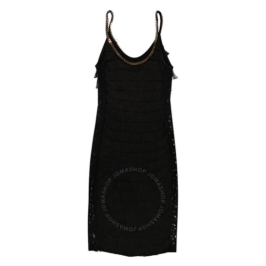 Burberry Black Melina Sleeveless Chain Trim Fringed Dress